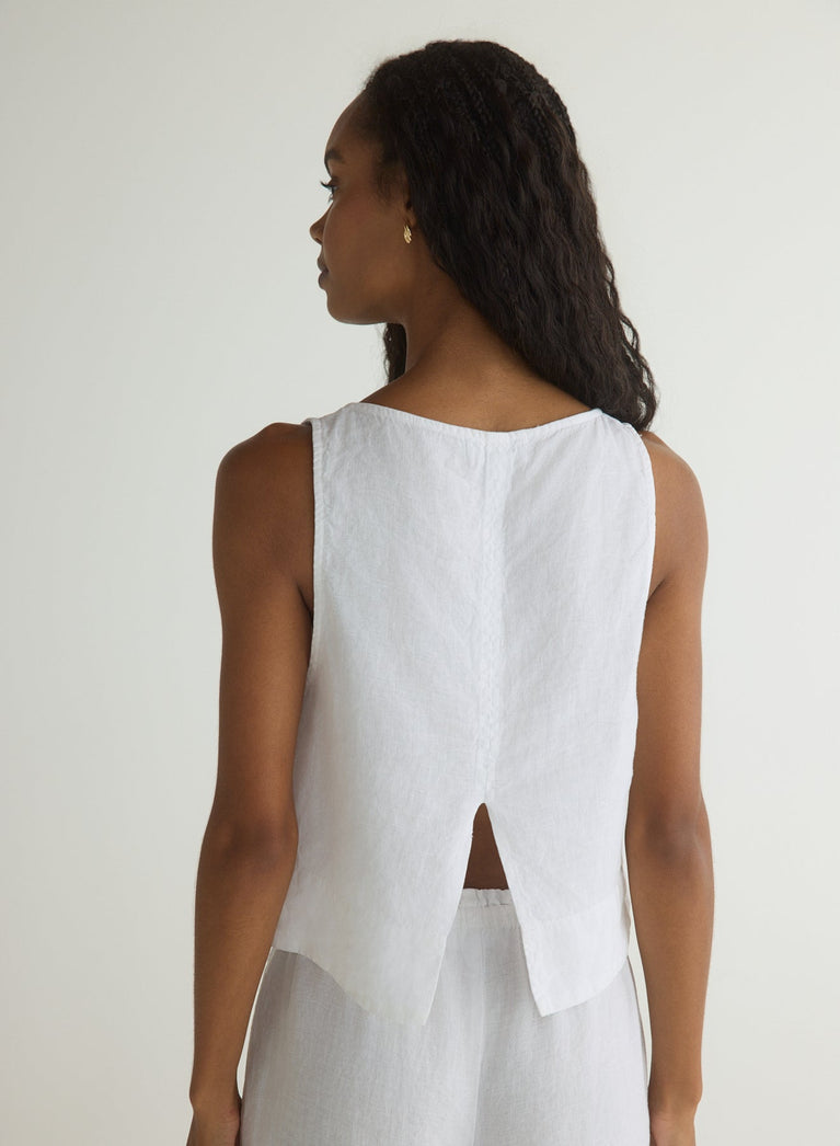 Bella Dahl Sleeveless Boat Neck Split Back - White