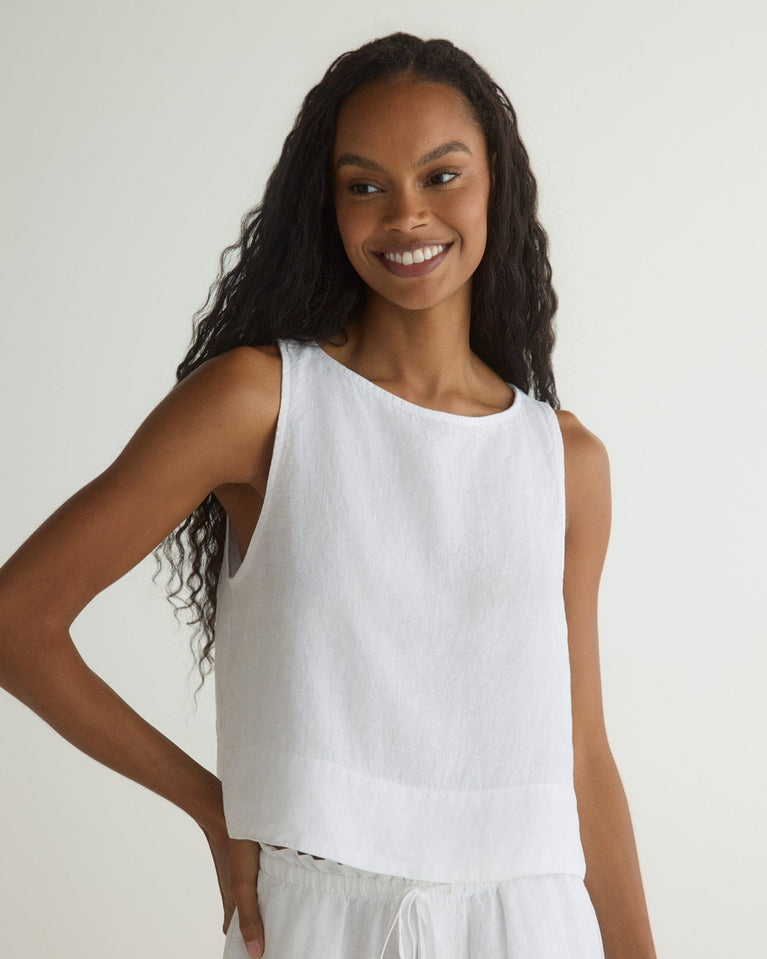bella dahl Sleeveless Boat Neck Split Back - White