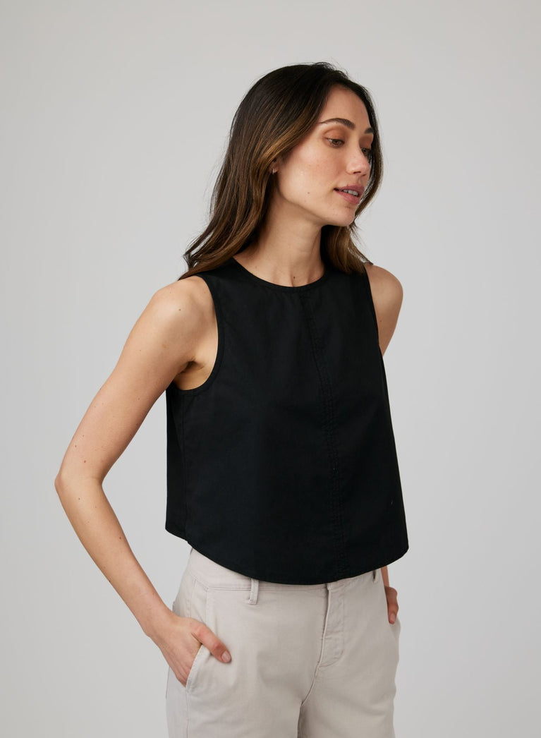 Bella Dahl Sleeveless Button Back Top - Black