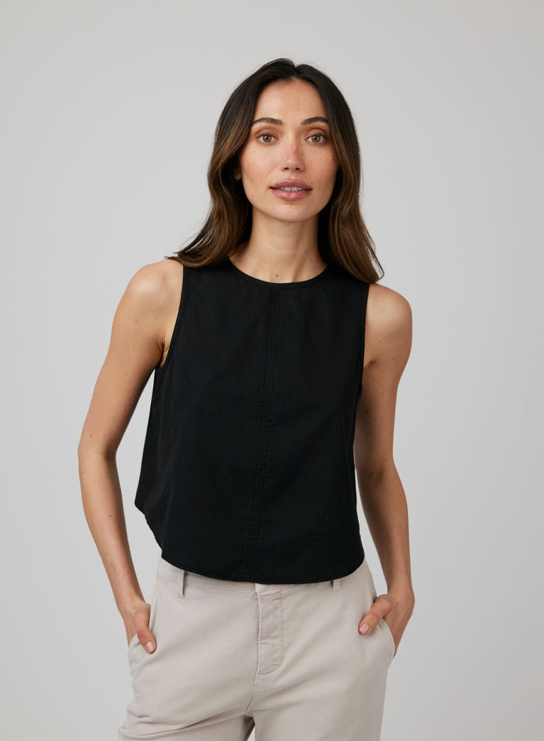 bella dahl Sleeveless Button Back Top - Black