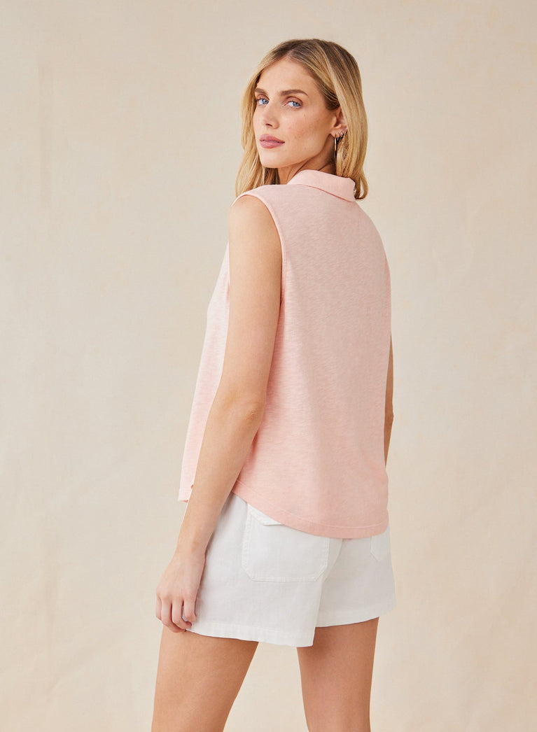 Bella Dahl Sleeveless Button Front Top - Peach Fizz