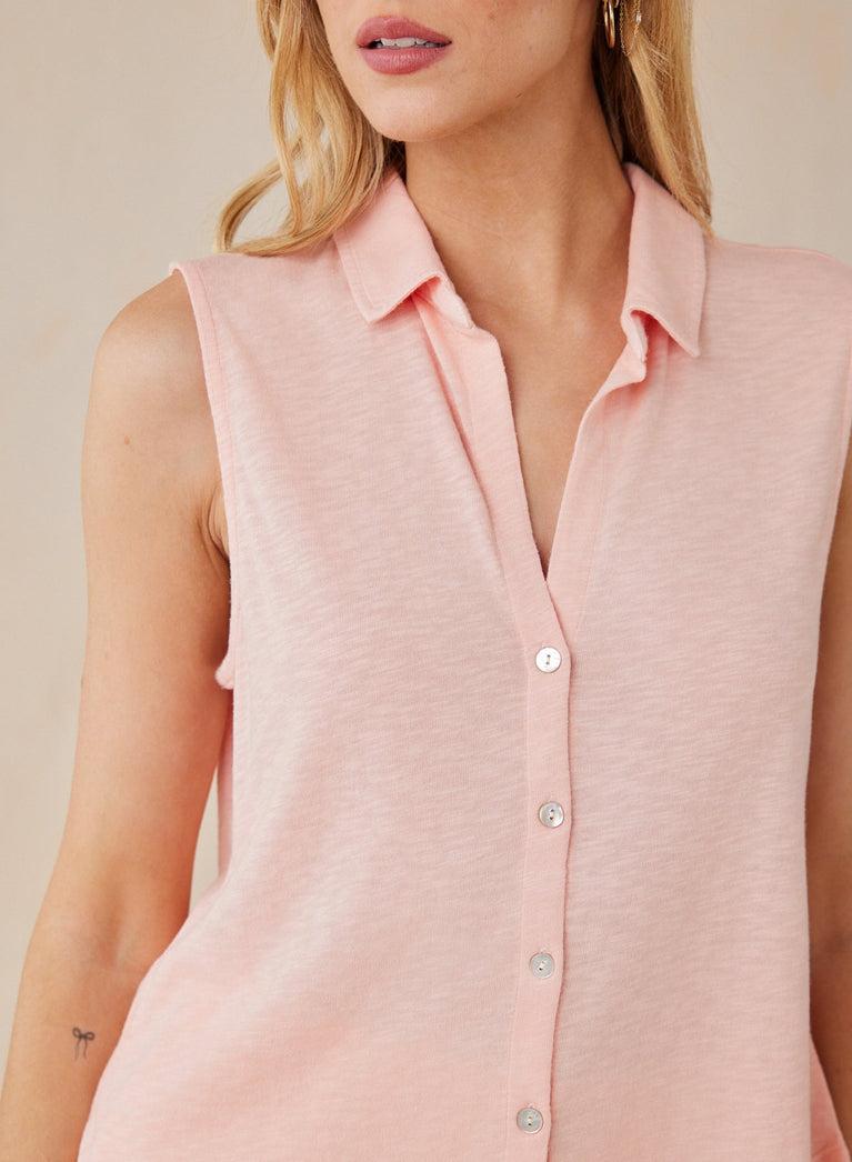 Bella Dahl Sleeveless Button Front Top - Peach Fizz