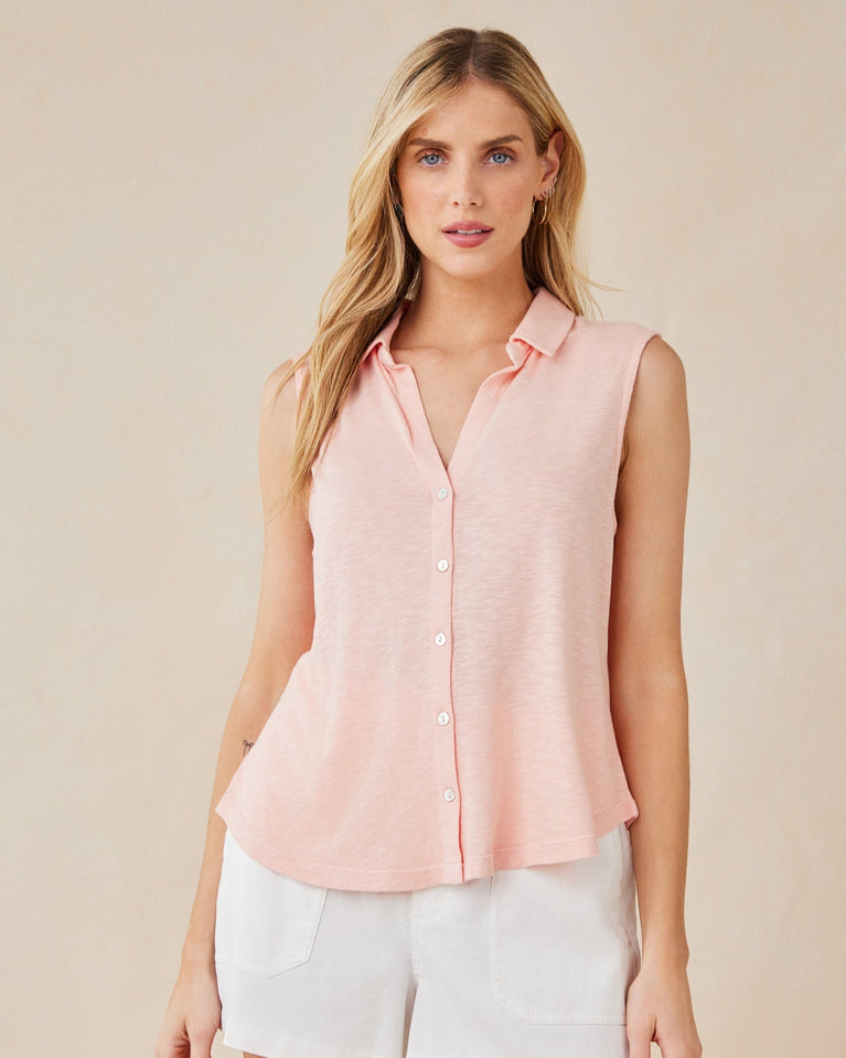 bella dahl Sleeveless Button Front Top - Peach Fizz