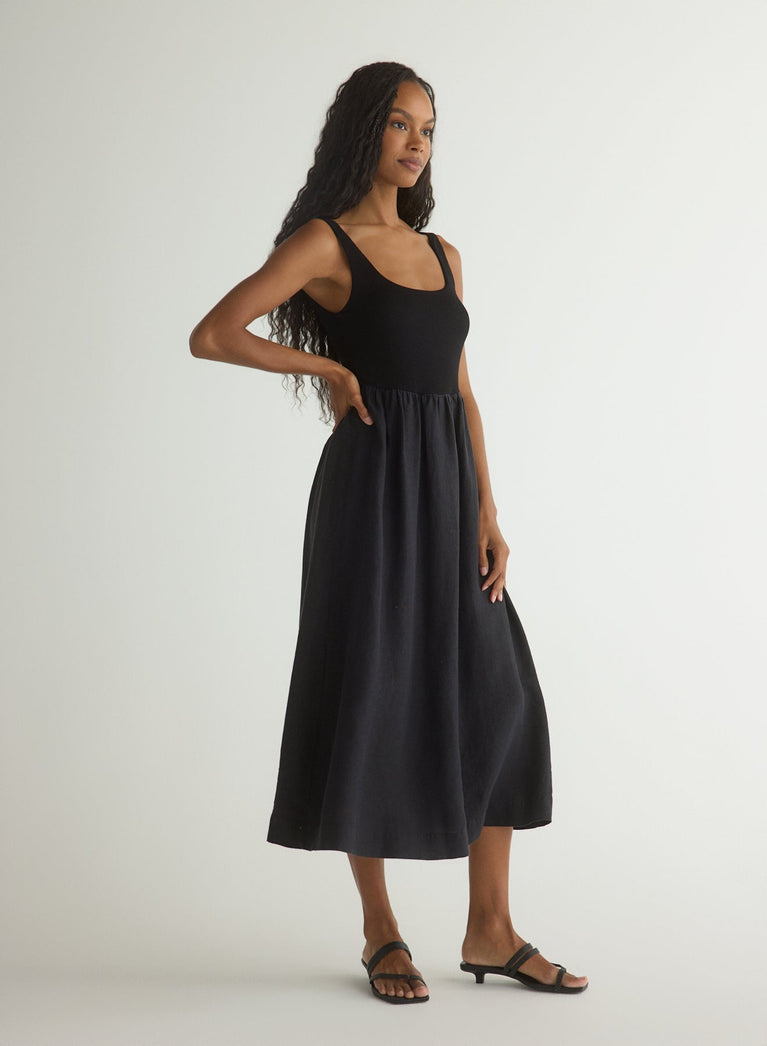 Bella Dahl Sleeveless Knit Combo Dress - Black