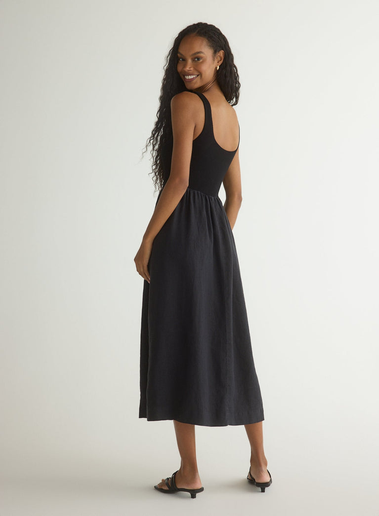 Bella Dahl Sleeveless Knit Combo Dress - Black