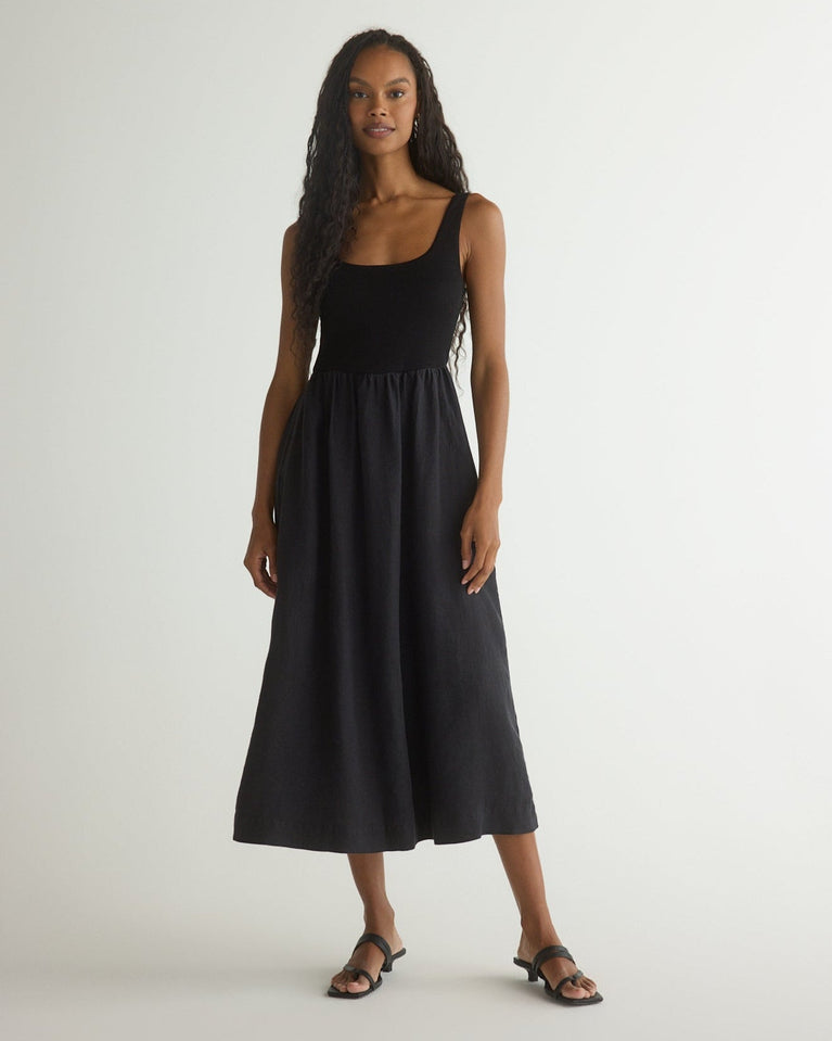 bella dahl Sleeveless Knit Combo Dress - Black