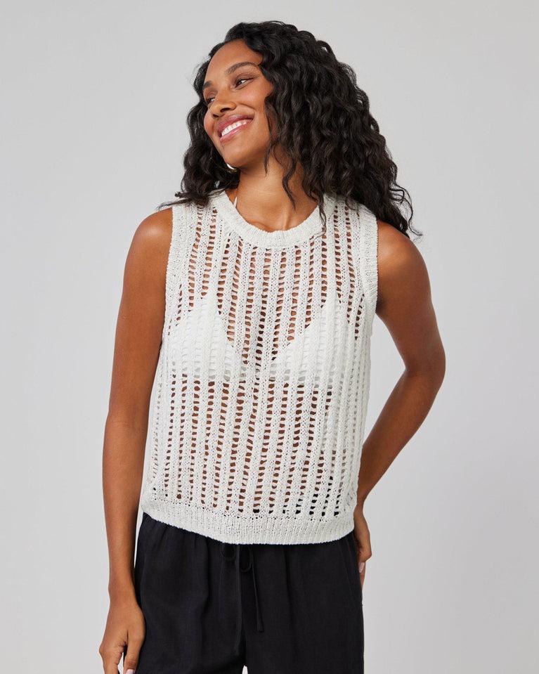 bella dahl Sleeveless Open Knit Sweater - White