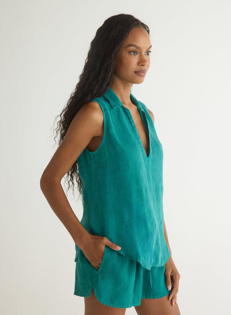 Bella Dahl Sleeveless Pullover - Teal Green