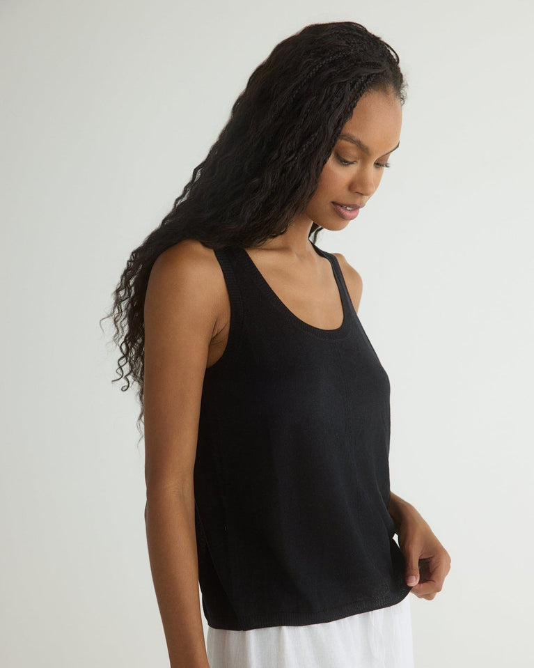 Bella Dahl Sleeveless Scoop Neck Knit Top - Black