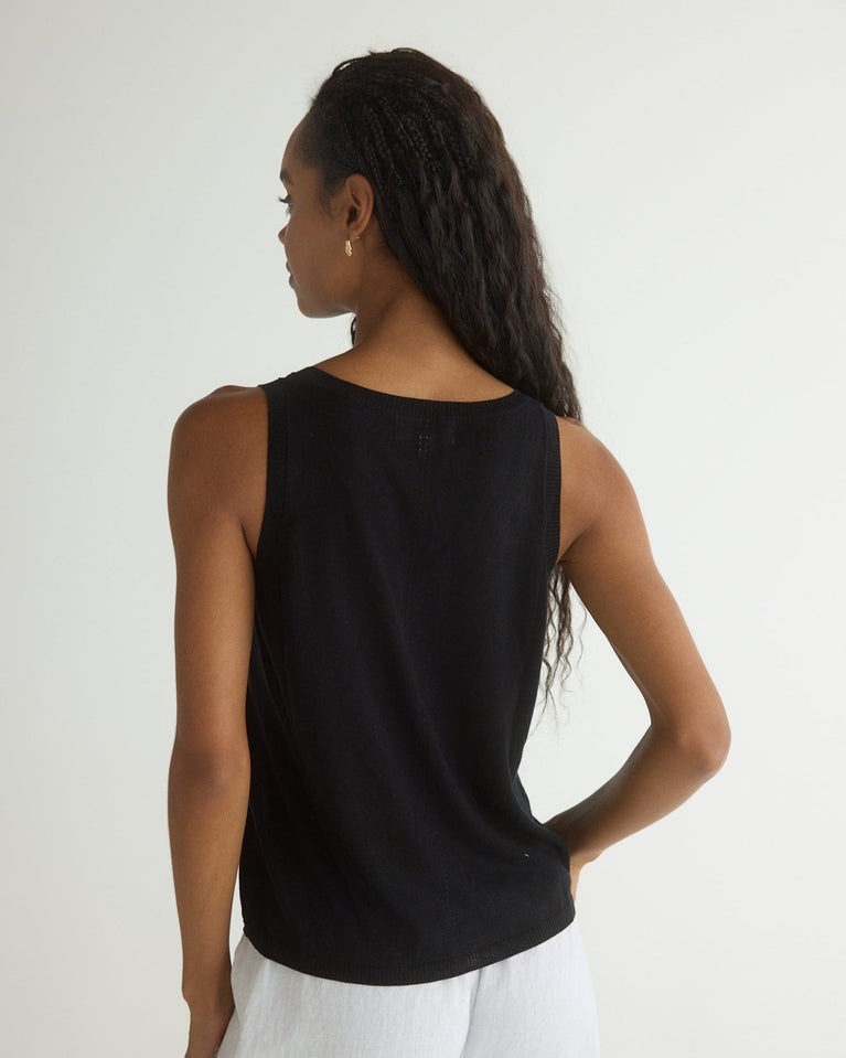 Bella Dahl Sleeveless Scoop Neck Knit Top - Black