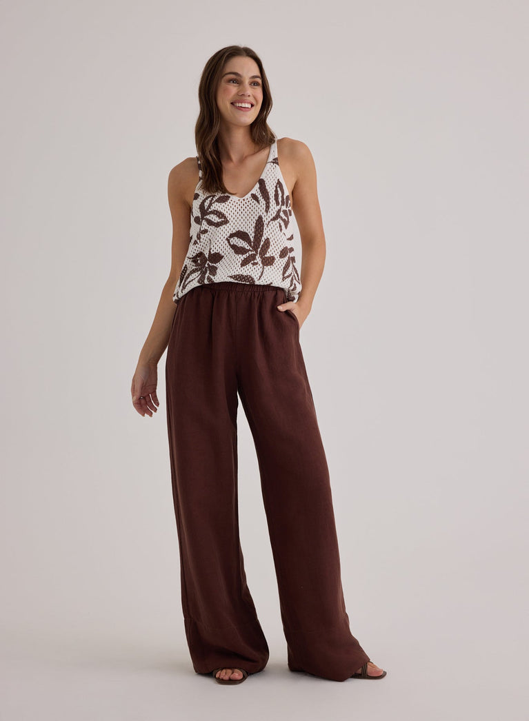 Bella Dahl Sleeveless Sweater Top - Brown Palm Print