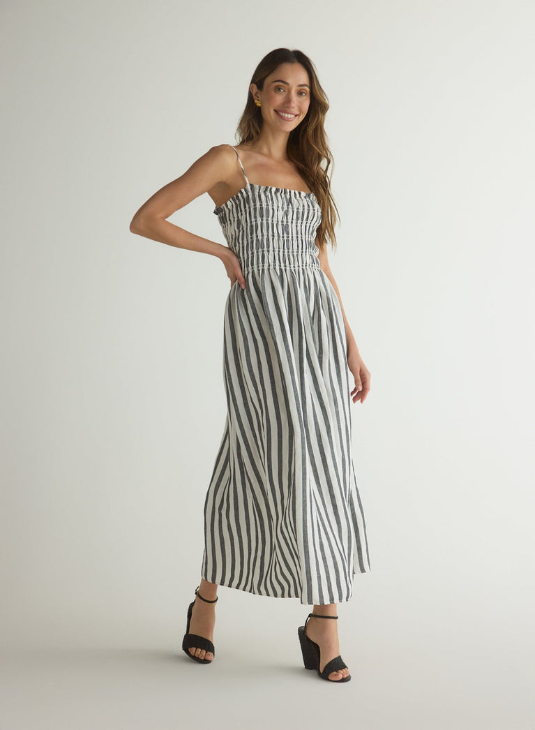Bella Dahl Smocked Midi Dress - Saint Tropez Stripe