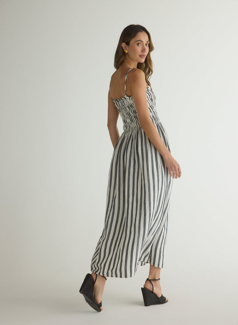 Bella Dahl Smocked Midi Dress - Saint Tropez Stripe