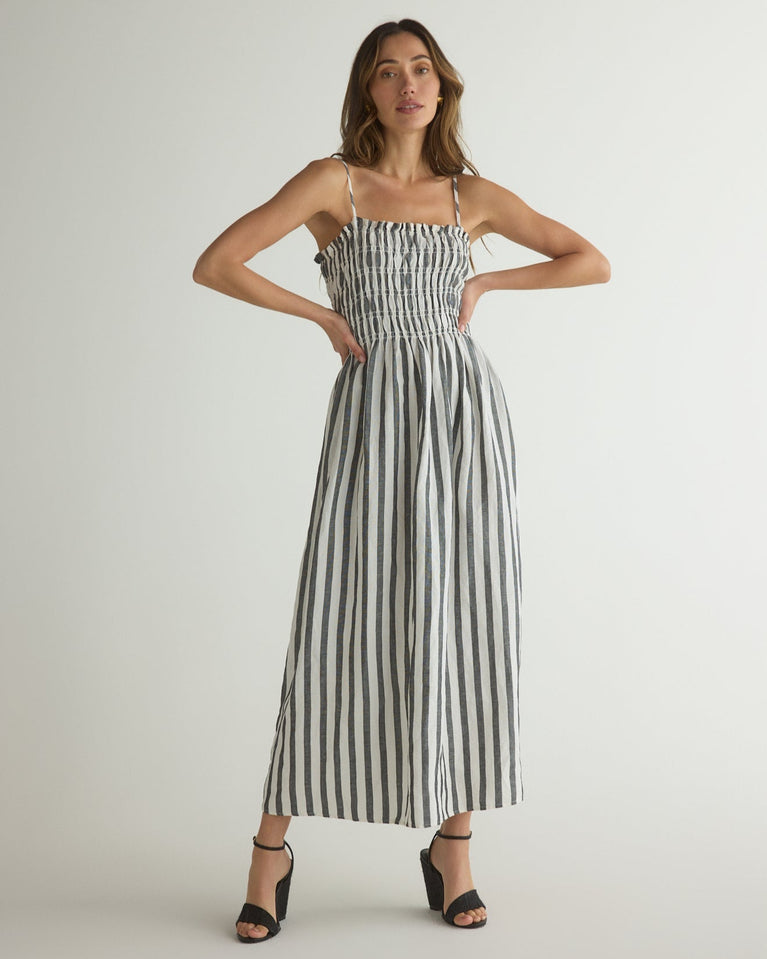 bella dahl Smocked Midi Dress - Saint Tropez Stripe
