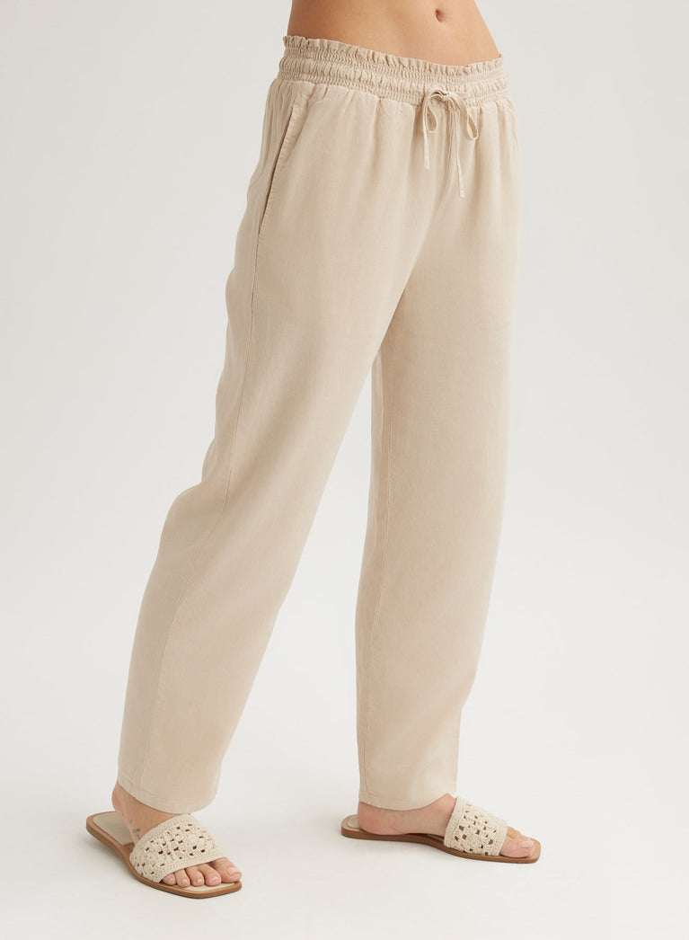 Bella Dahl Smocked Waist Trousers - Linen Sand