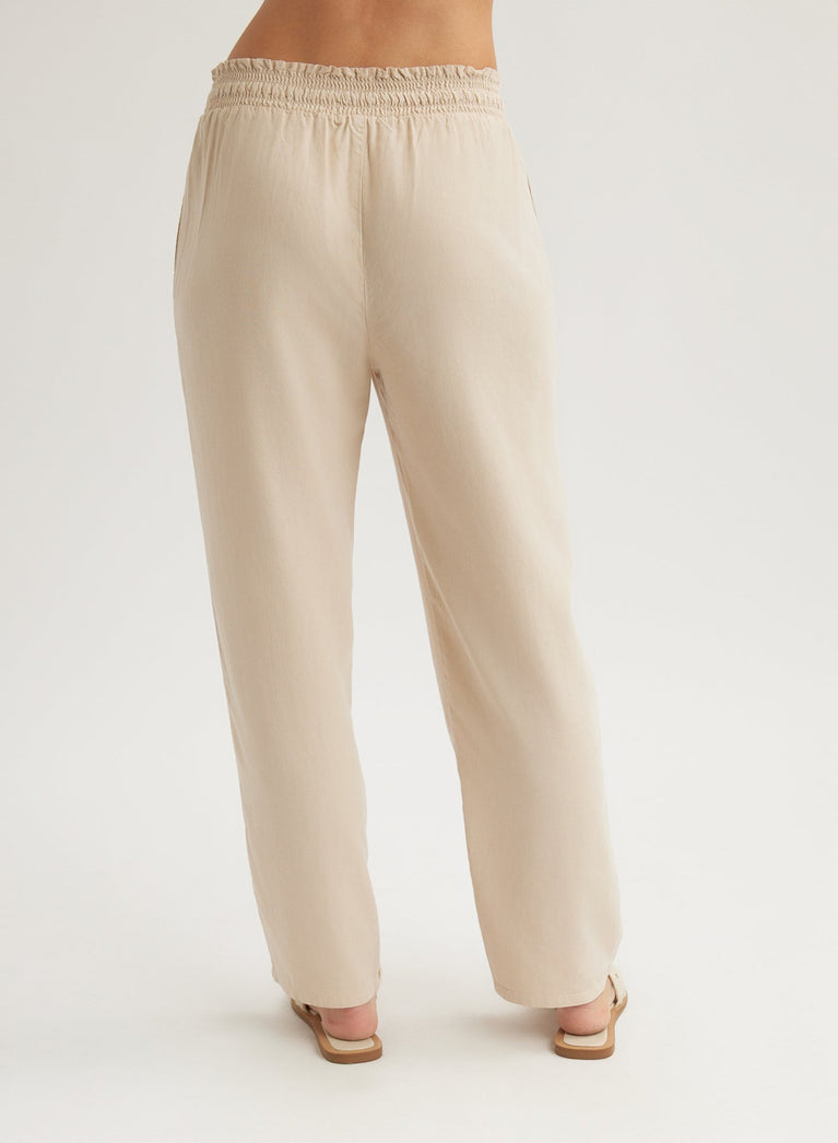 Bella Dahl Smocked Waist Trousers - Linen Sand