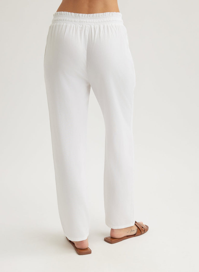 Bella Dahl Smocked Waist Trousers - White
