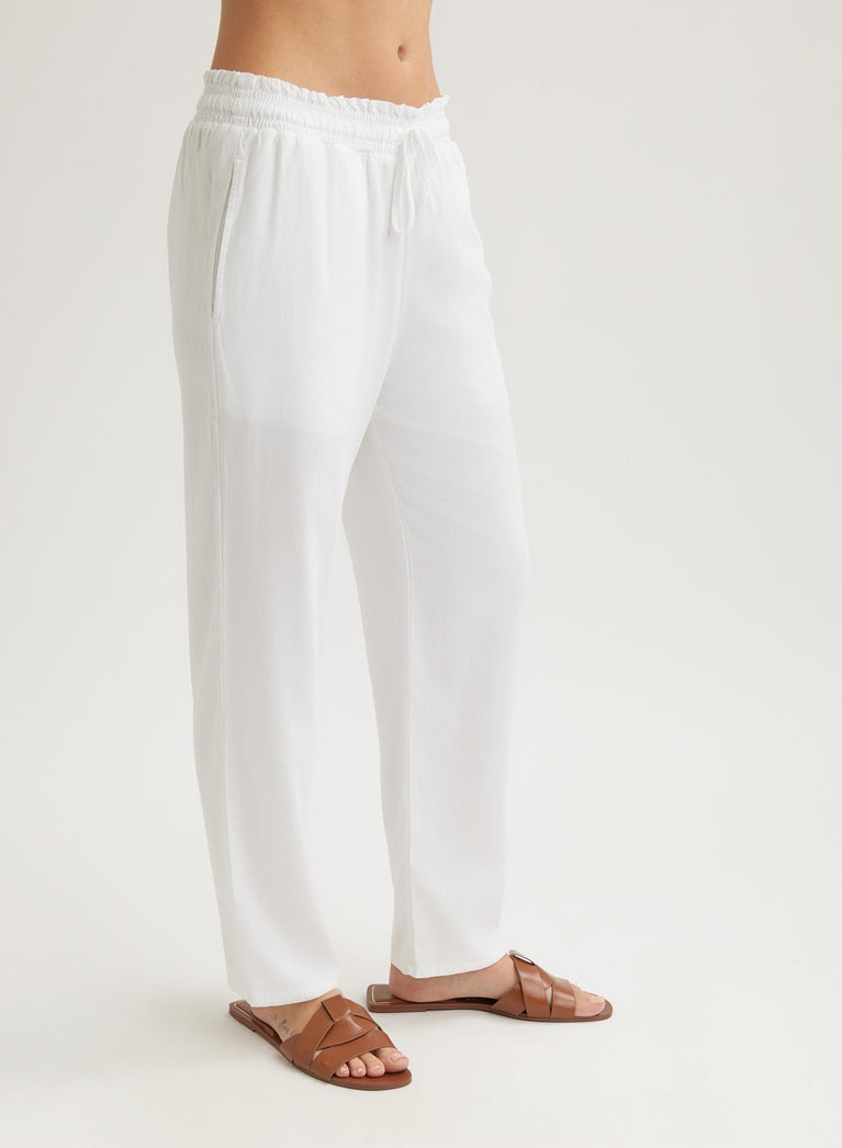 Bella Dahl Smocked Waist Trousers - White
