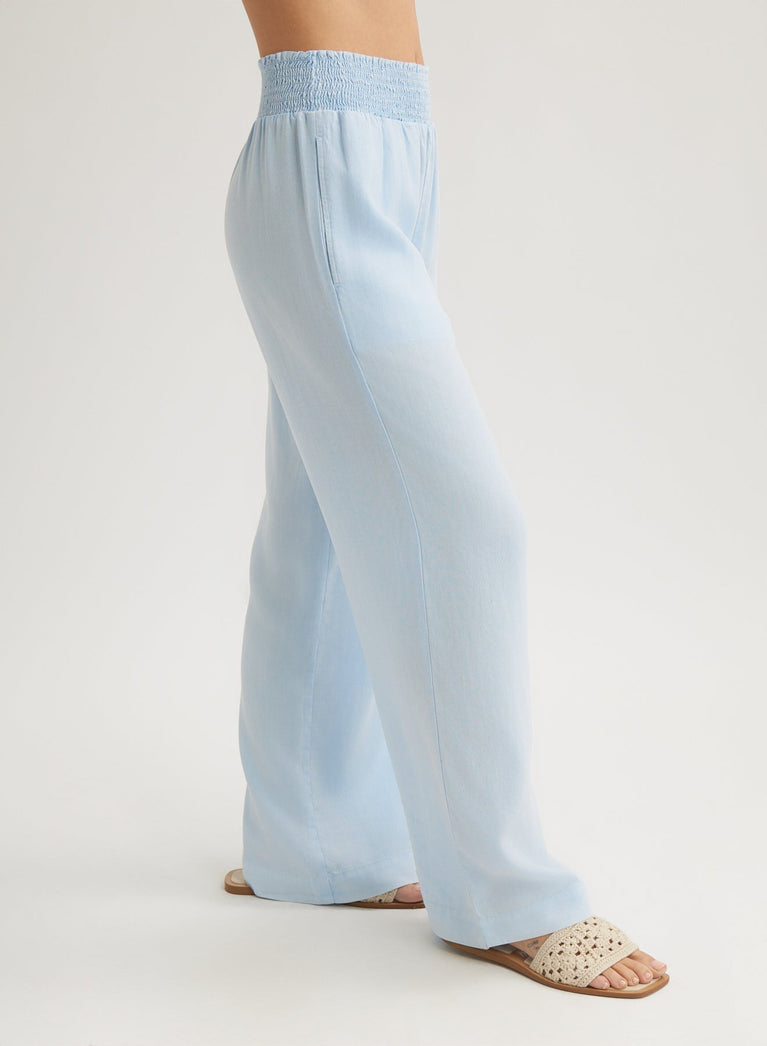 Bella Dahl Smocked Waist Wide Leg Pant - Clear Water