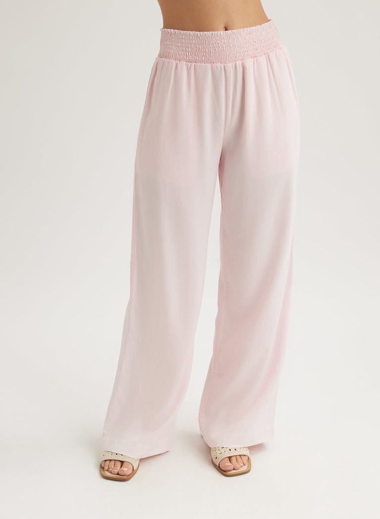Bella Dahl Smocked Waist Wide Leg Pant - Petal Pink