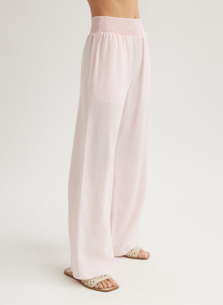 Bella Dahl Smocked Waist Wide Leg Pant - Petal Pink