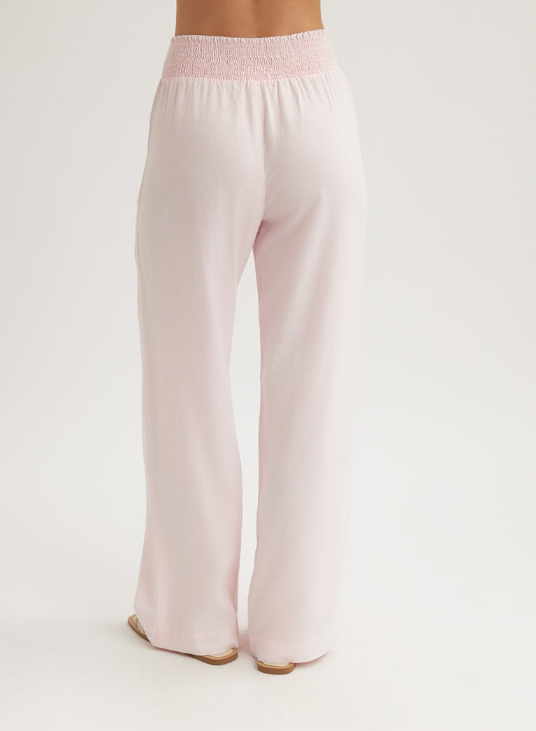 Bella Dahl Smocked Waist Wide Leg Pant - Petal Pink