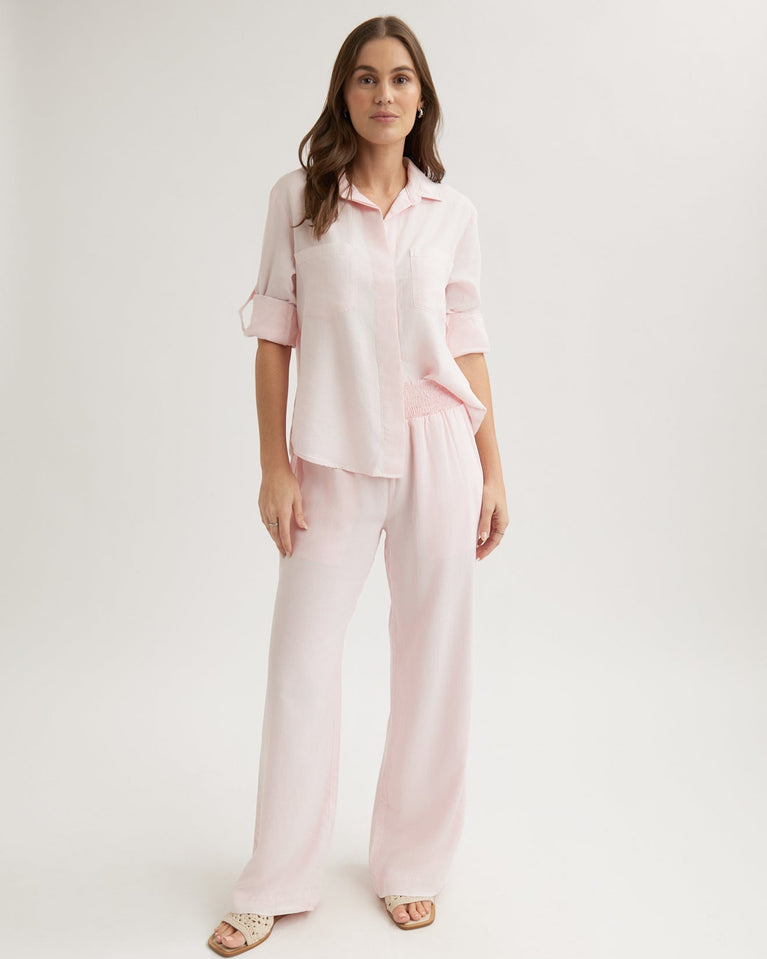 bella dahl Smocked Waist Wide Leg Pant - Petal Pink