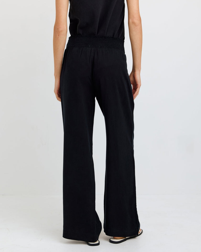 Bella Dahl Smocked Waist Wide Leg - Vintage Black