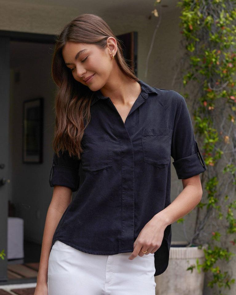 bella dahl Split Back Button Down - Vintage Black