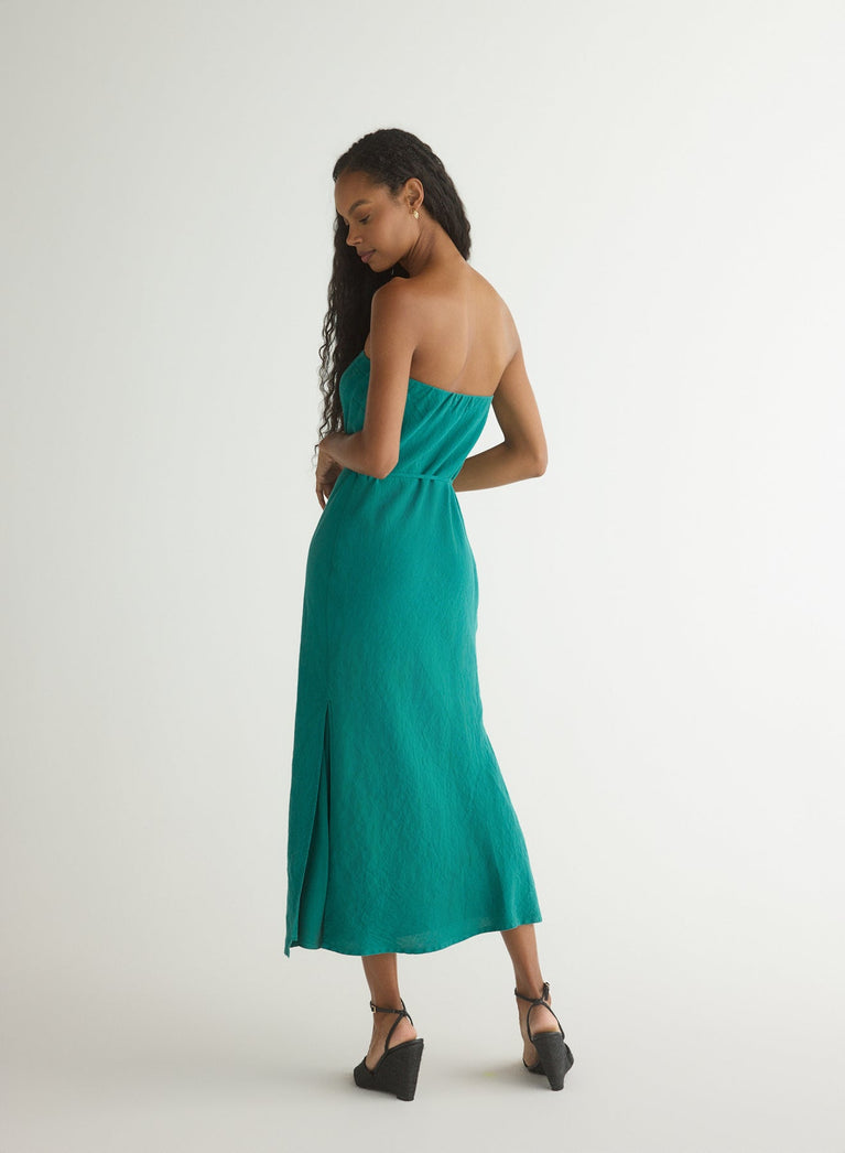 Bella Dahl Strapless Bias Maxi Dress - Teal Green