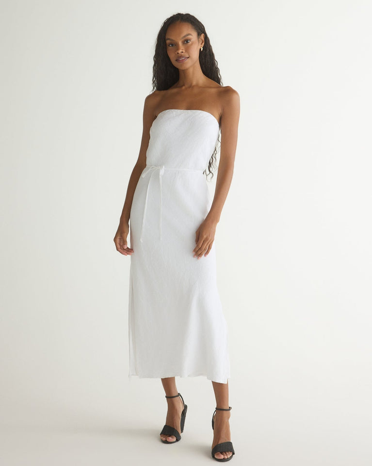 Bella Dahl Strapless Bias Maxi Dress - White