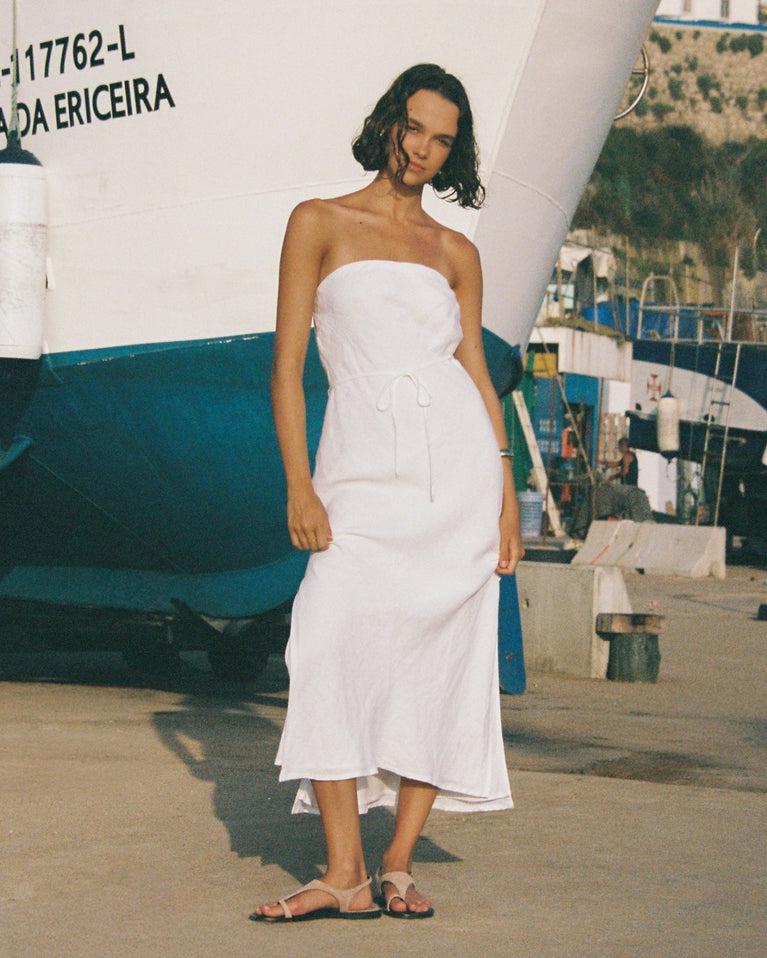 bella dahl Strapless Bias Maxi Dress - White