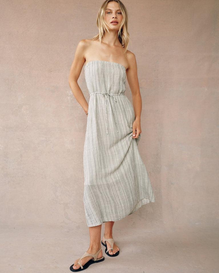 bella dahl Strapless Maxi Dress - Eze Slub Stripe