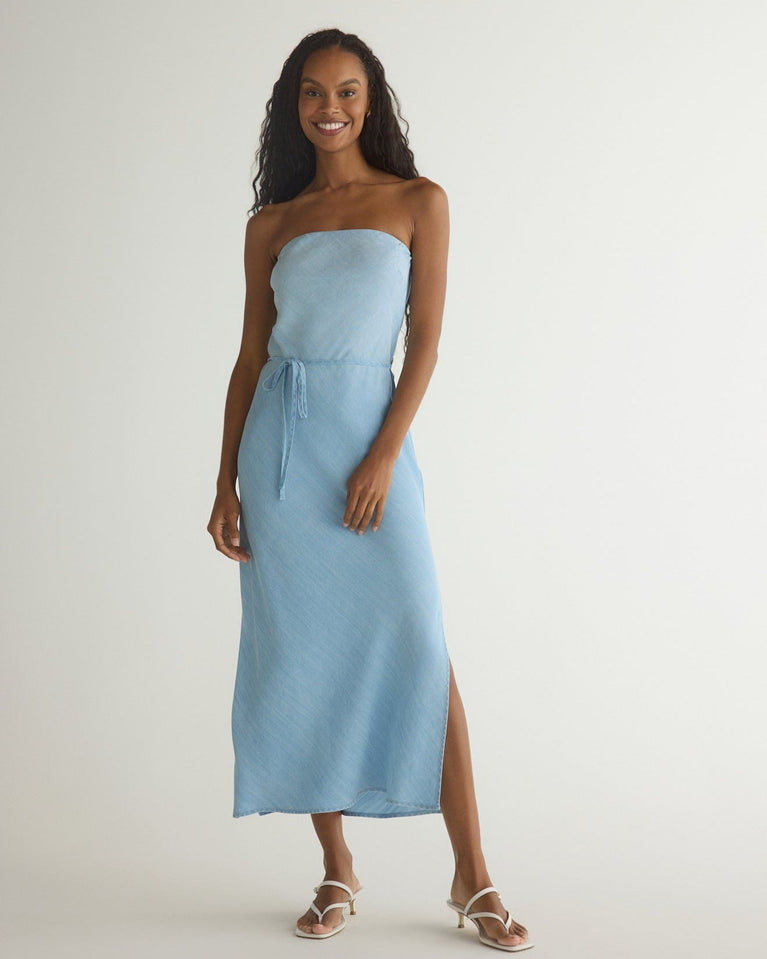 bella dahl Strapless Maxi Dress - Light Riviera Wash