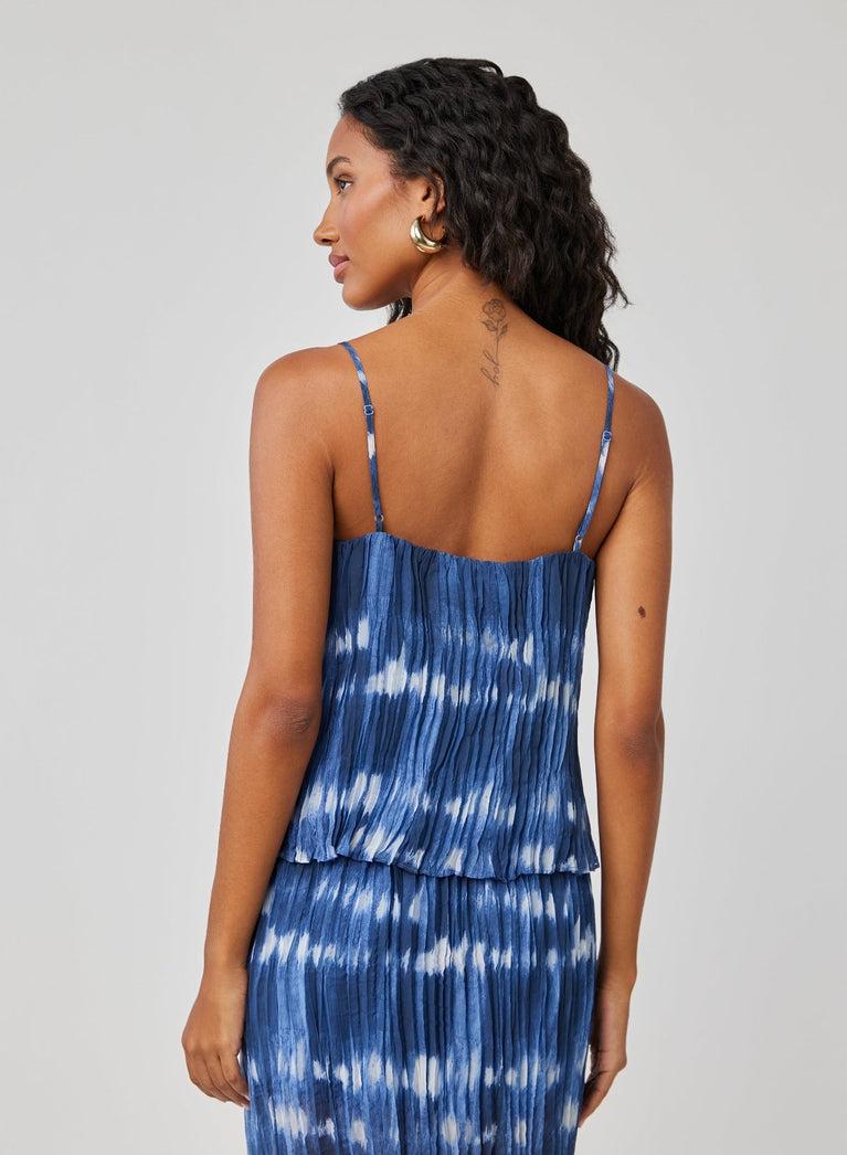 Bella Dahl Sunburst Pleated Cami - Ocean Tides Print