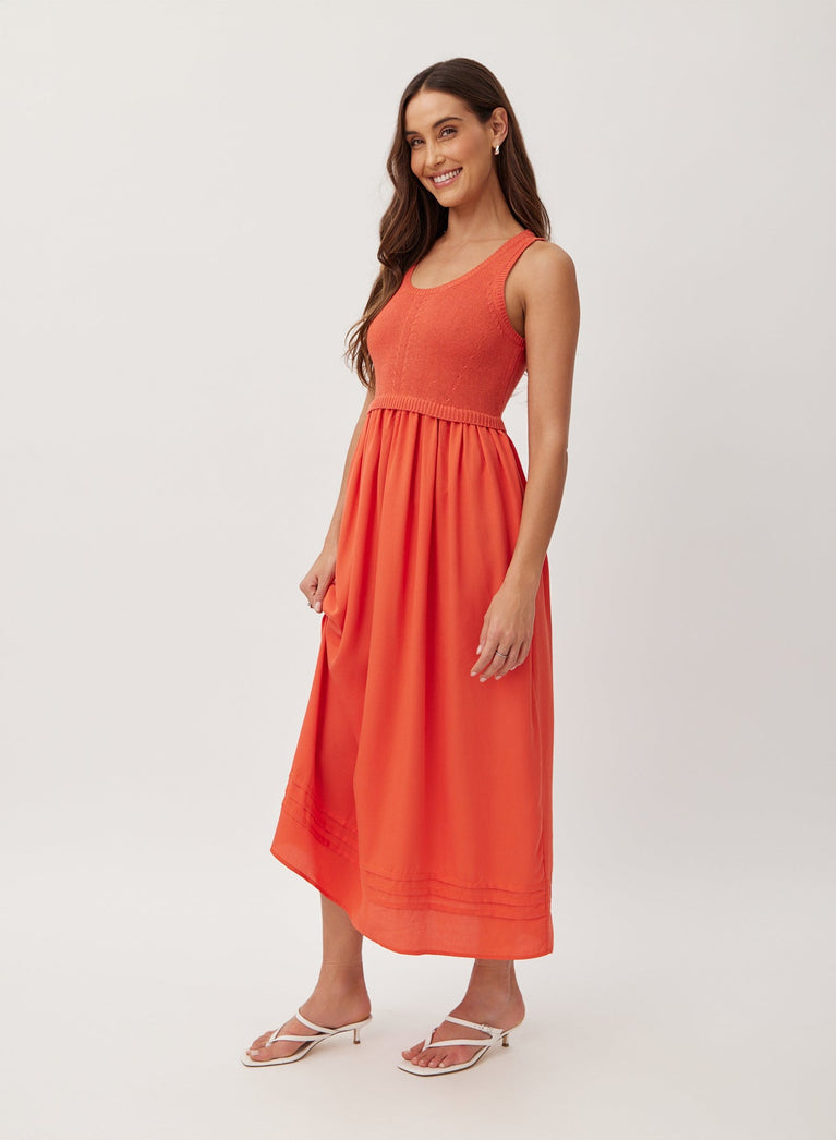 Bella Dahl Sweater Midi Dress - Bright Tangerine