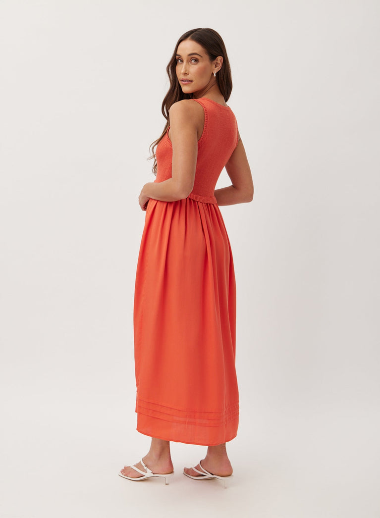 Bella Dahl Sweater Midi Dress - Bright Tangerine