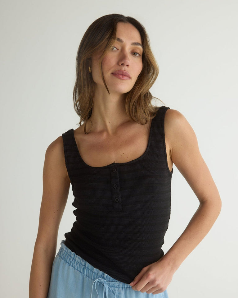 bella dahl Tank Henley - Black