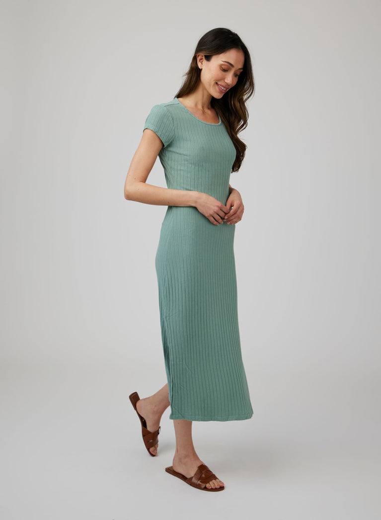 Bella Dahl Tee Shirt Midi Dress - Clean Sage