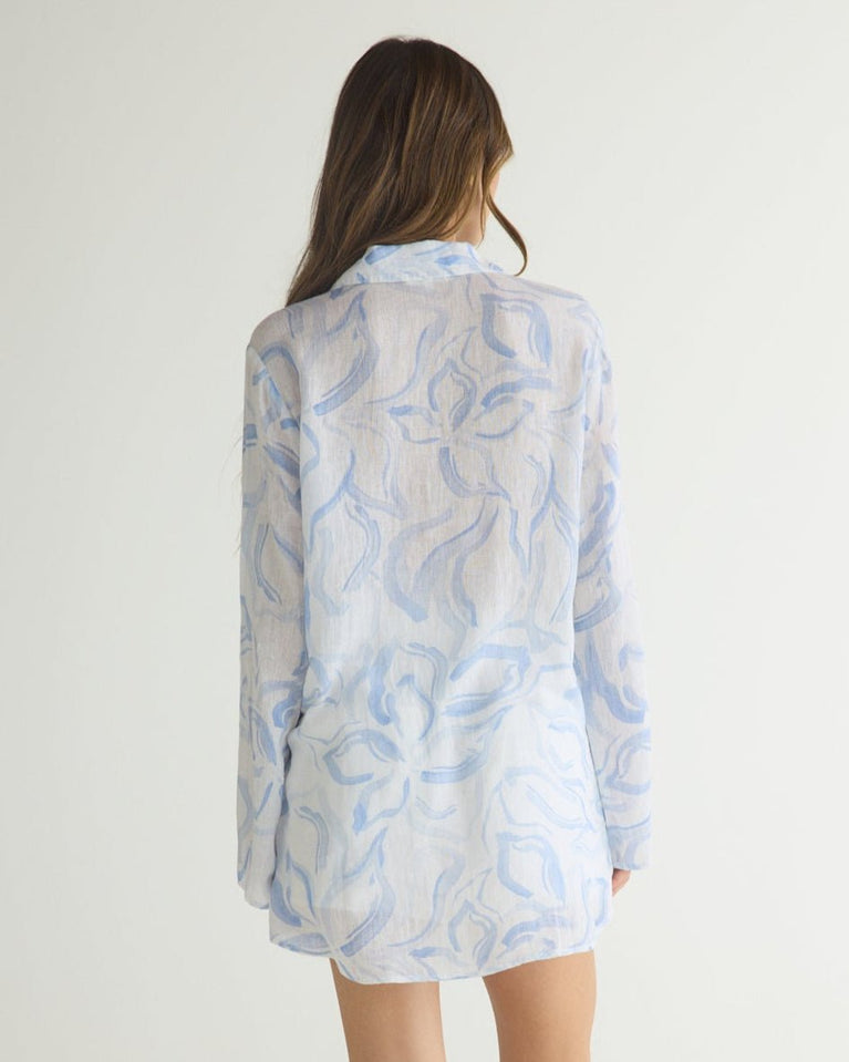 Bella Dahl Tie Front Tunic - Waves Floral Print