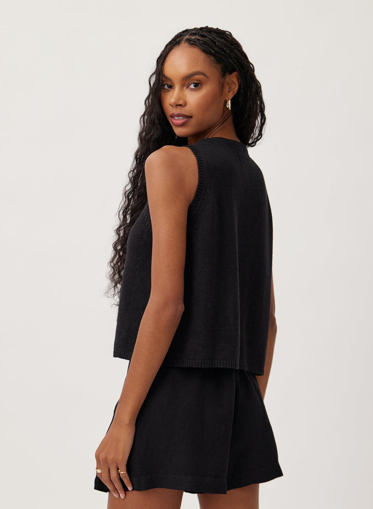 Bella Dahl Tie Front Vest - Black