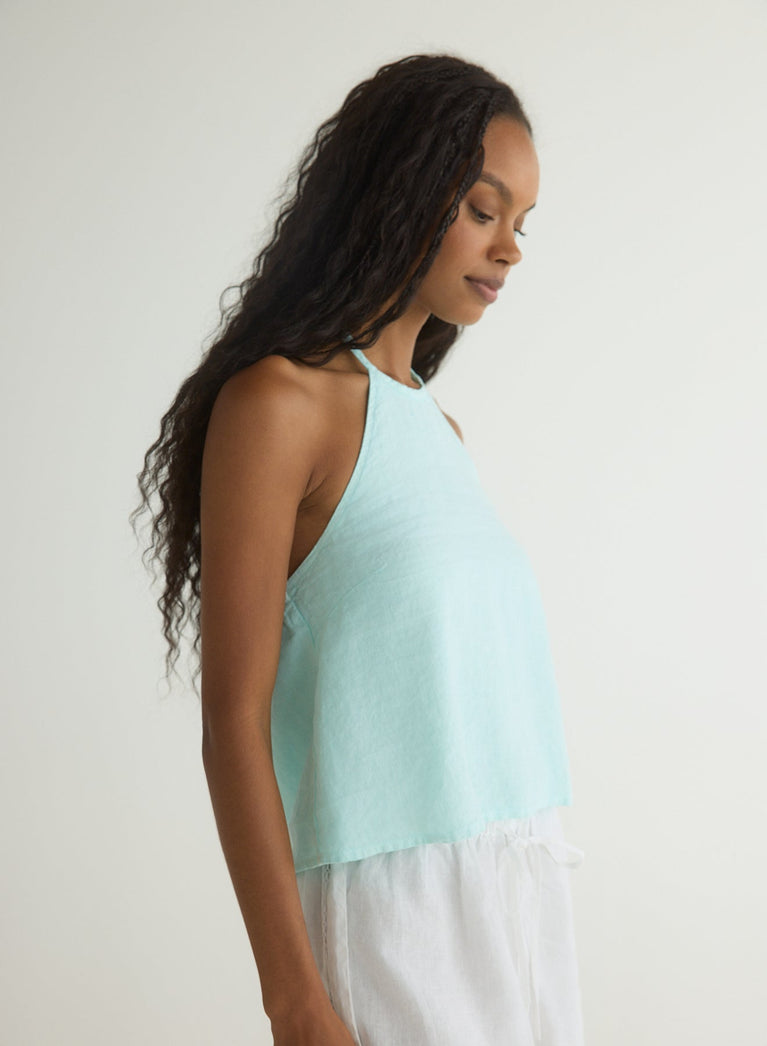 Bella Dahl Tie Neck Halter Top - French Seaglass