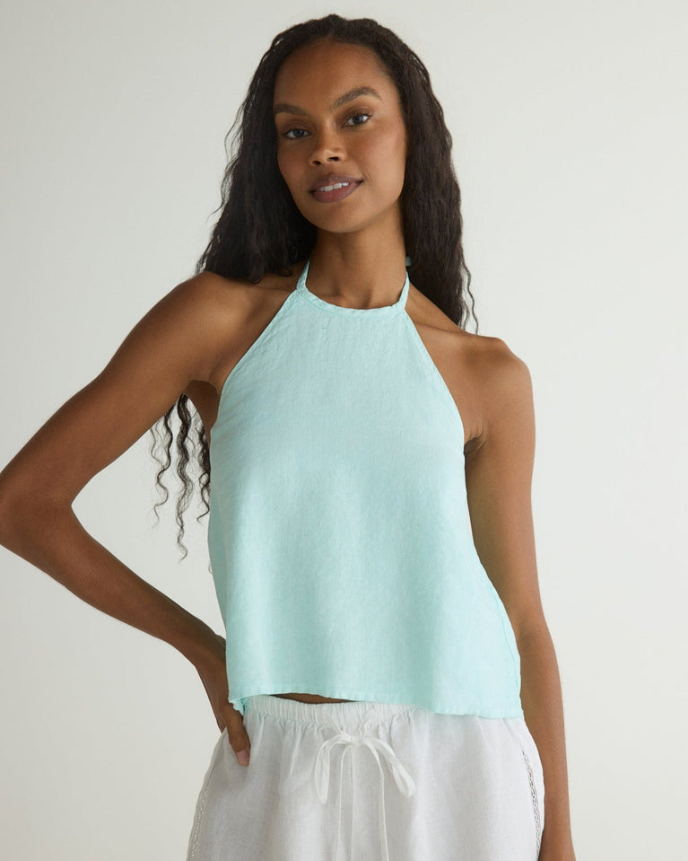 bella dahl Tie Neck Halter Top - French Seaglass