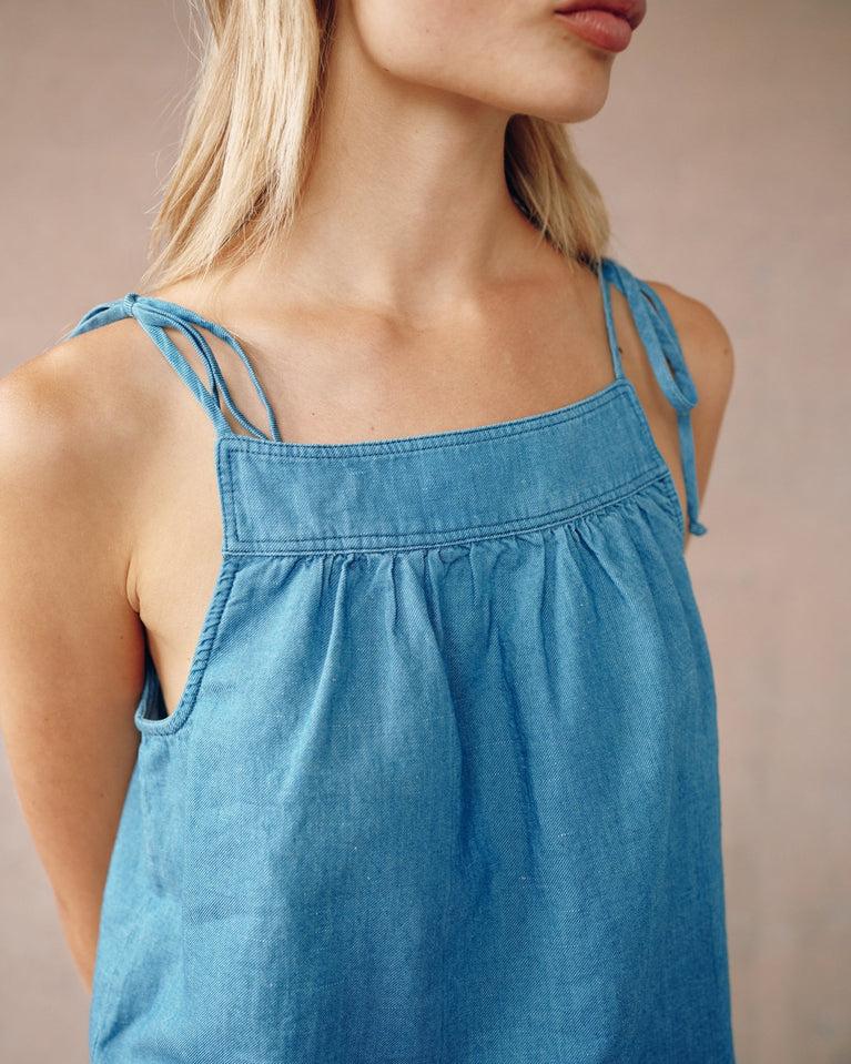 Bella Dahl Tie Shoulder Tank - Bermuda Blue