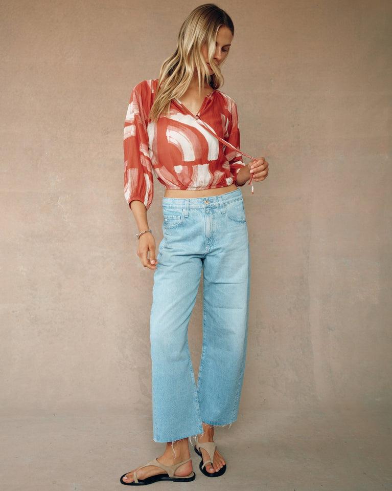 bella dahl Tie Up Pullover Top - Abstract Art Print