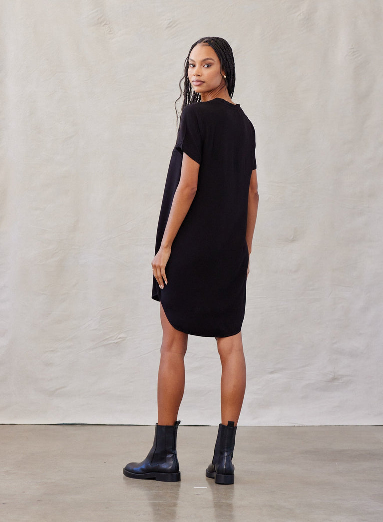 Bella Dahl V-Neck Tee Dress - Vintage Black