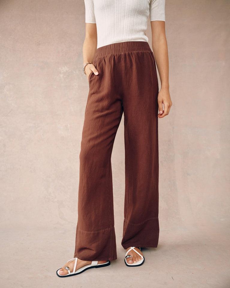 bella dahl Wide Leg Pant - Henna Brown
