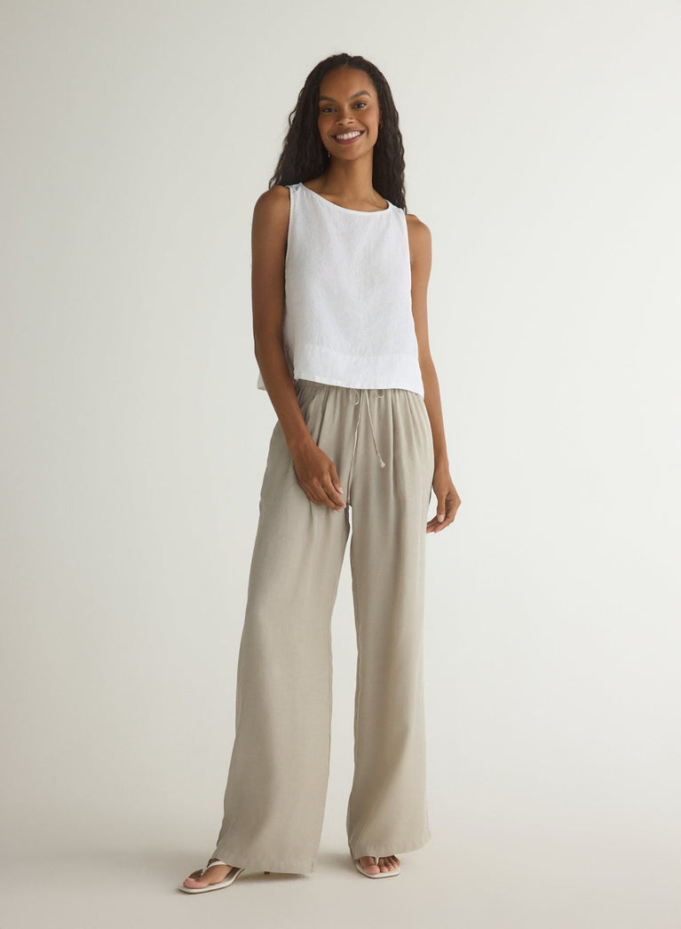 Bella Dahl Wide Leg Pleated Pant - Foggy Coast