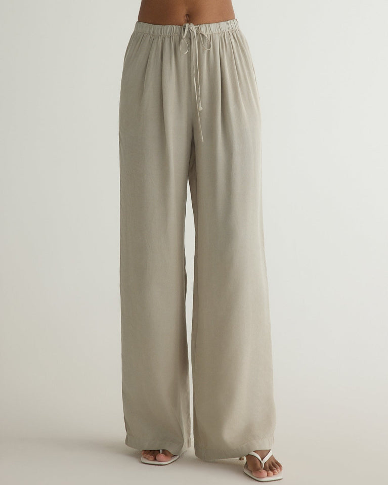 bella dahl Wide Leg Pleated Pant - Foggy Coast