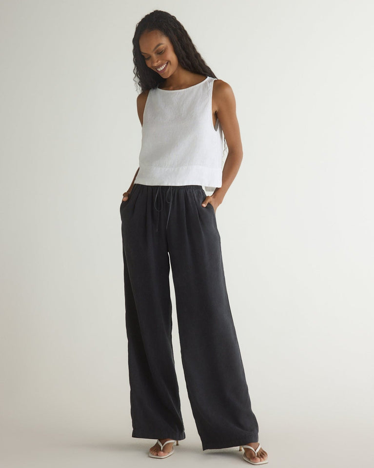 bella dahl Wide Leg Pleated Pant - Vintage Black